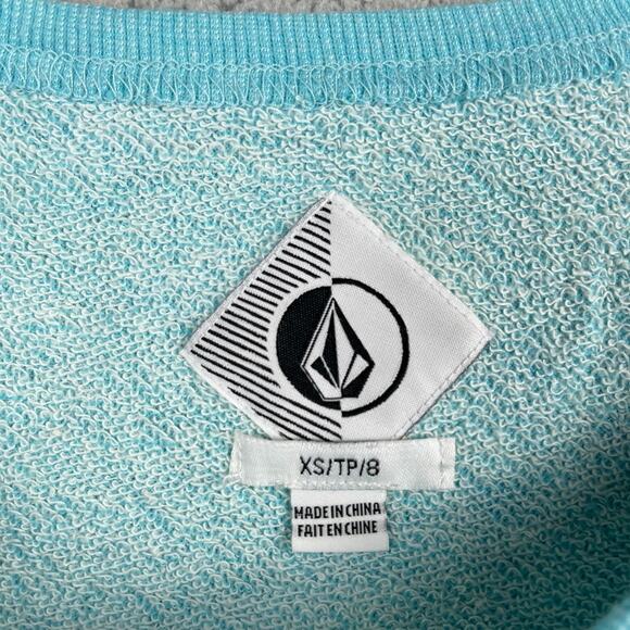 Vintage Volcom Ying Yang Sweater Womens XS Blue Cold Shoulder Stretch - Picture 3 of 7